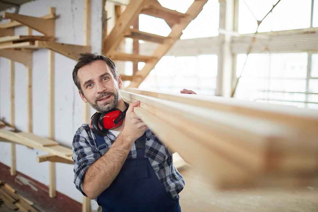 Carpenter working onsite covered for accidents by his carpenters insurance policy