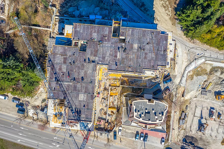 Birds eye view of project that is covered by contract works insurance